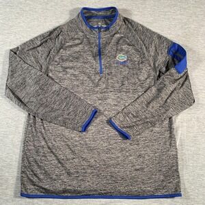 Florida Gators Shirt Mens Large Gray Blue‎ NCAA Football Quarter Zip Pullover